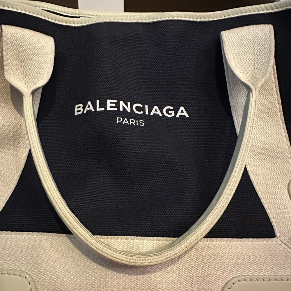 Balenciaga Small Navy Cabas Tote.